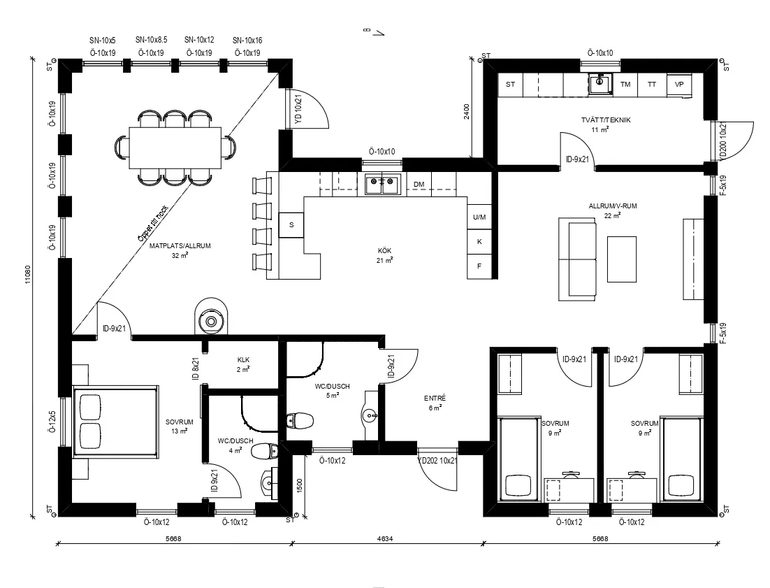 Planritning Villa Vindväktaren — Plan 1